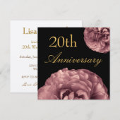 Invitation pour les 20 ans d'anniversaire - Roses  (Devant / Derrière)