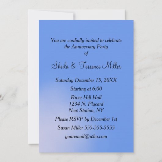 Invitation pour les 20 ans de mariage (Dos)