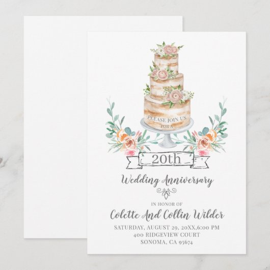 Invitation pour les 20 ans de mariage (Devant / Derrière)