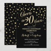 Invitation pour les 20 ans de mariage - Noir et Or (Devant / Derrière)