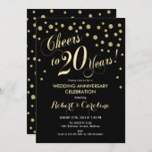 Invitation pour les 20 ans de mariage - Noir & Or (Devant / Derrière)