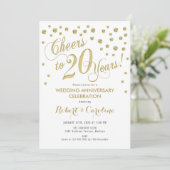 Invitation pour les 20 ans de mariage - Or & Blanc (Debout devant)