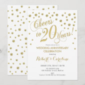 Invitation pour les 20 ans de mariage - Or & Blanc (Devant / Derrière)