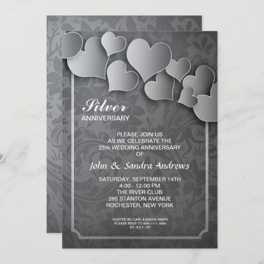 Invitation pour les 25 ans de mariage (Devant / Derrière)