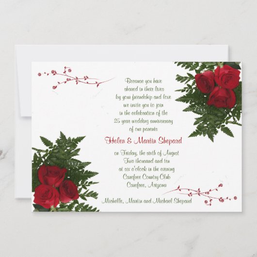 Invitation pour les 25 ans de mariage (Dos)