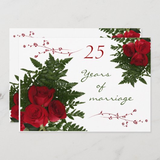 Invitation pour les 25 ans de mariage (Devant / Derrière)