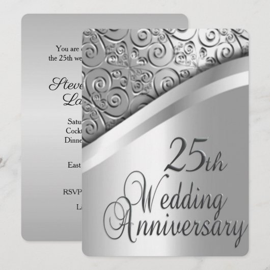 Invitation pour les 25 ans de mariage (Devant / Derrière)