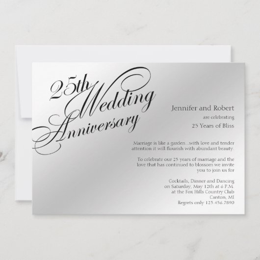 Invitation pour les 25 ans de mariage (Devant)