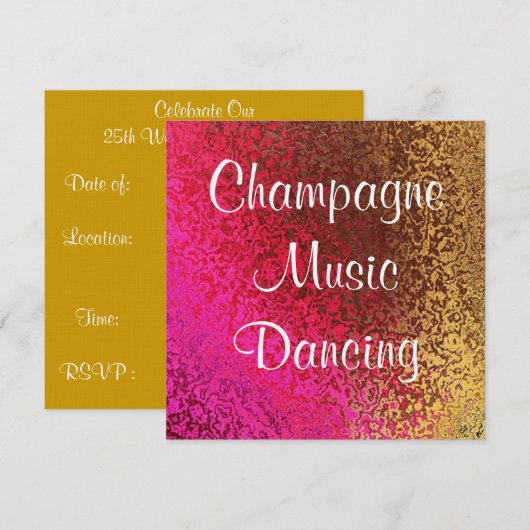 Invitation pour les 25 ans de mariage (Devant / Derrière)