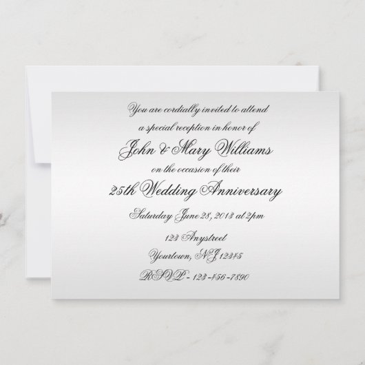 Invitation pour les 25 ans de mariage (Dos)