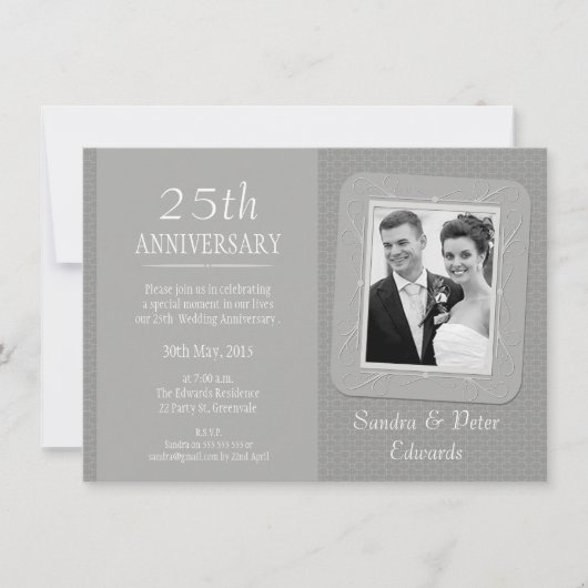 Invitation pour les 25 ans de mariage, anniversair (Devant)
