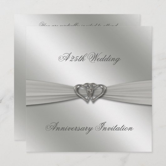 Invitation pour les 25 ans de mariage - Argent Cla (Devant / Derrière)