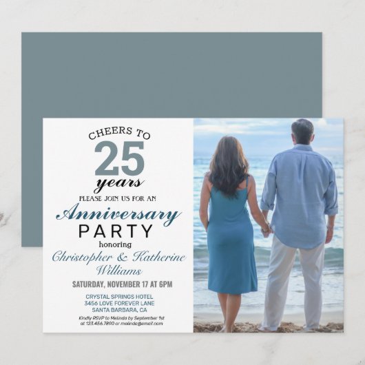 Invitation pour les 25 ans de mariage Argent Moder (Devant / Derrière)