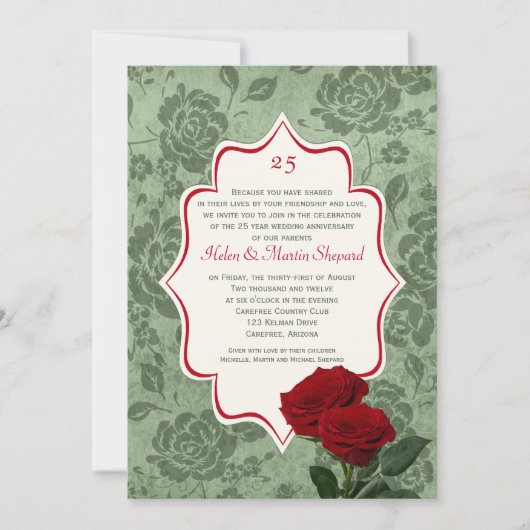Invitation pour les 25 ans de mariage aux Roses Ro (Devant)