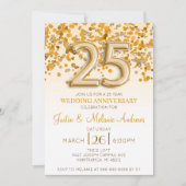 Invitation pour les 25 ans de mariage avec confett (Devant)