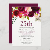 Invitation pour les 25 ans de mariage avec des fle (Devant / Derrière)