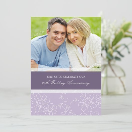 Invitation pour les 25 ans de mariage avec motif f (Debout devant)