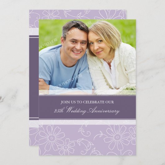 Invitation pour les 25 ans de mariage avec motif f (Devant / Derrière)
