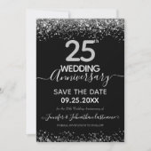 Invitation pour les 25 ans de mariage avec paillet (Devant)