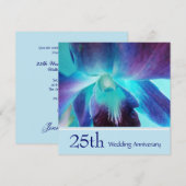 Invitation pour les 25 ans de mariage Blue Orchid (Devant / Derrière)
