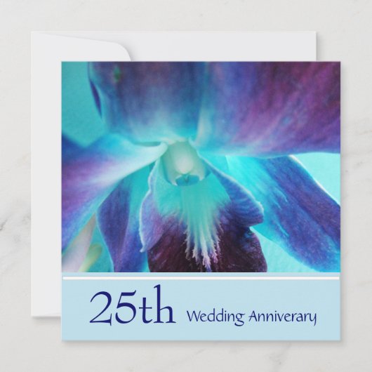 Invitation pour les 25 ans de mariage Blue Orchid (Devant)