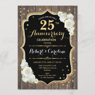Invitation pour les 25 ans de mariage - Bois rusti