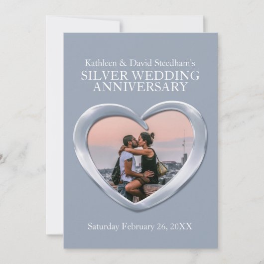 Invitation pour les 25 ans de mariage coeur de noc (Devant)