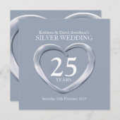 Invitation pour les 25 ans de mariage coeur de noc (Devant / Derrière)