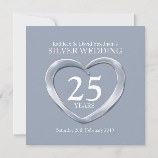Invitation pour les 25 ans de mariage coeur de noc (Devant)