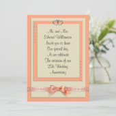 Invitation pour les 25 ans de mariage couleurs pêc (Debout devant)