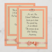 Invitation pour les 25 ans de mariage couleurs pêc (Devant / Derrière)
