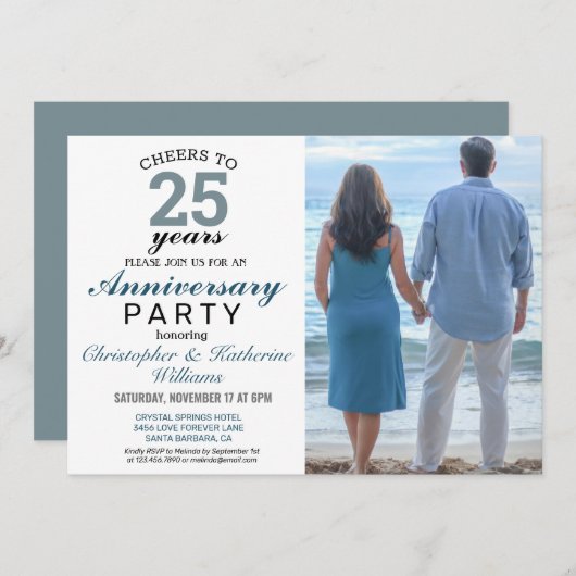 Invitation pour les 25 ans de mariage en Argent Mo (Devant / Derrière)