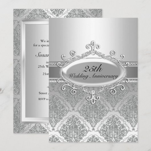 Invitation pour les 25 ans de mariage en Damas arg (Devant / Derrière)