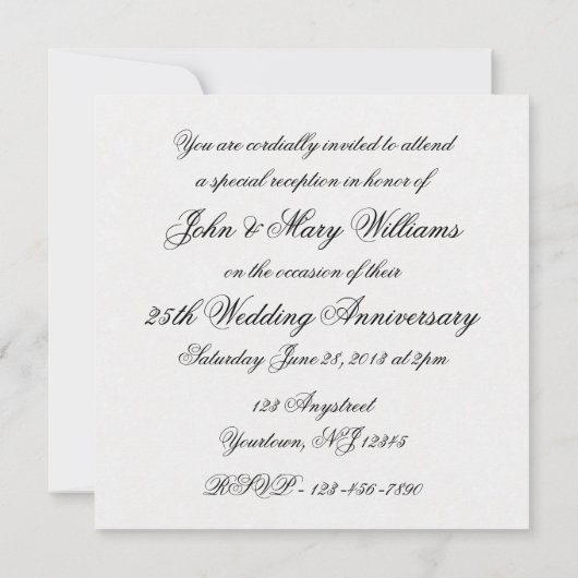 Invitation pour les 25 ans de mariage en Damasquin (Dos)