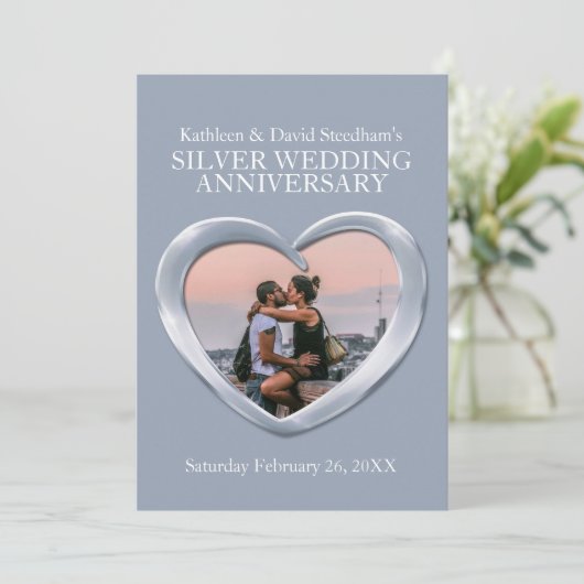 Invitation pour les 25 ans de mariage en forme de (Debout devant)