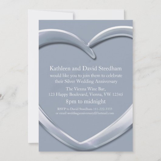 Invitation pour les 25 ans de mariage en forme de (Dos)