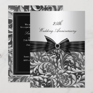 Invitation pour les 25 ans de mariage Fleur argent
