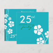 Invitation pour les 25 ans de mariage - Fleurs Mod (Devant / Derrière)