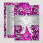 Invitation pour les 25 ans de mariage Fleurs roses (Devant / Derrière)