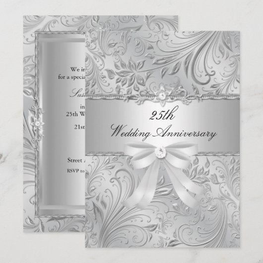 Invitation pour les 25 ans de mariage Floral & Rub (Devant / Derrière)
