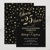 Invitation pour les 25 ans de mariage - Noir et Or (Devant / Derrière)