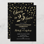 Invitation pour les 25 ans de mariage - Noir & Or (Devant / Derrière)