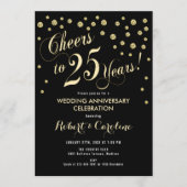 Invitation pour les 25 ans de mariage - Noir & Or (Devant)