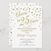 Invitation pour les 25 ans de mariage - Or & Blanc (Devant / Derrière)