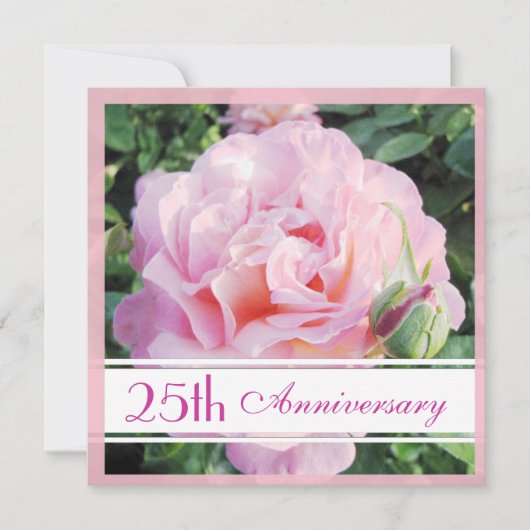 Invitation pour les 25 ans de mariage Rose Pâle (Devant)
