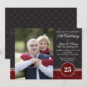 Invitation pour les 25 ans de mariage Silver Elega