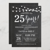 Invitation pour les 25 ans de mariage Tableau noir (Devant / Derrière)