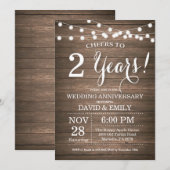 Invitation pour les 2 ans de mariage en bois rusti (Devant / Derrière)