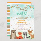 Invitation pour les 2 ans de Woodland, Two Wild In (Devant / Derrière)