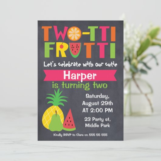 Invitation pour les 2 ans du tableau Two-tii Frutt (Debout devant)